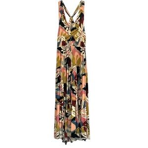 Loft Beach Tropical Print Maxi Dress With Twist Back Size XS